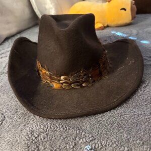🤠 A Rustic, Feather‑Trimmed Cowboy Hat With Cozy Charm